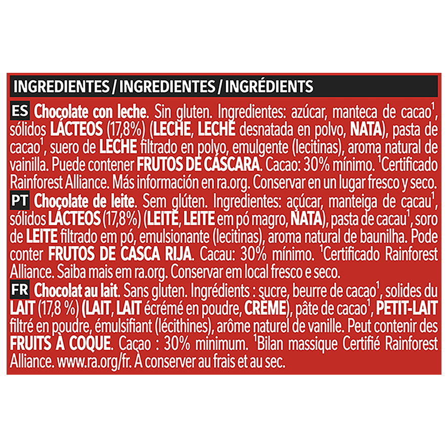 CHOCOLATE CON LECHE EXTRAFINO 125 G.