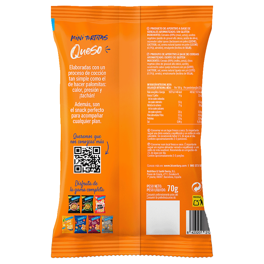 MINI TORTITAS SABOR QUESO 70 G.