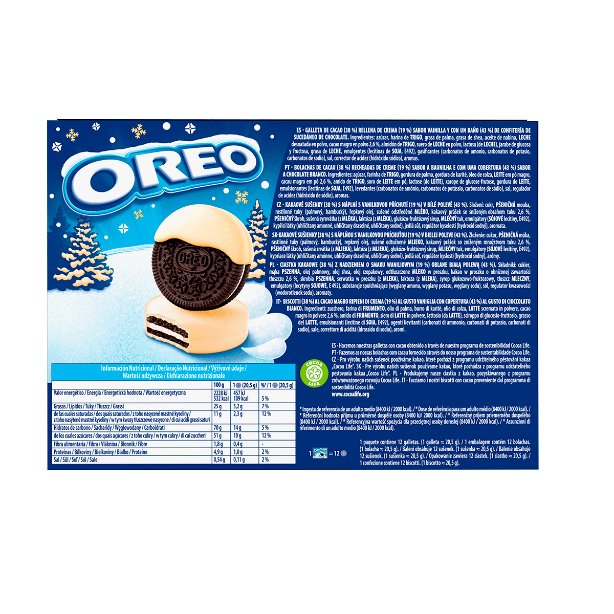 GALLETAS BA&Ntilde;ADAS EN CHOCOLATE BLANCO 246 G.