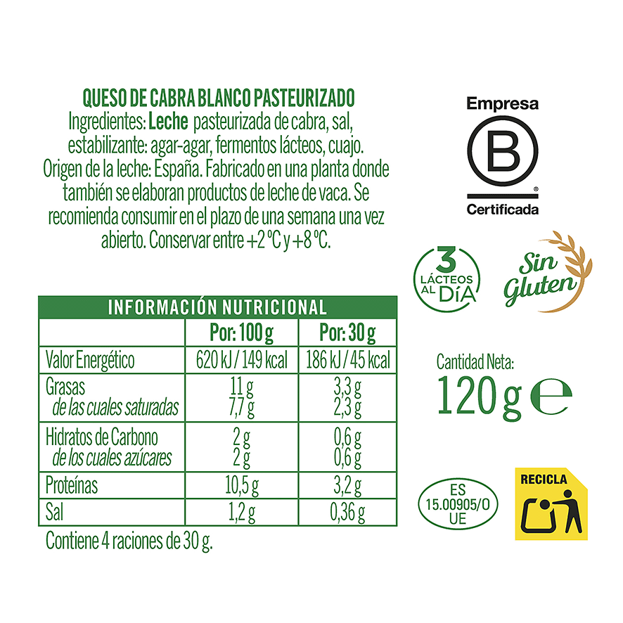 QUESO CREMOSO 100%CABRA 120 G.