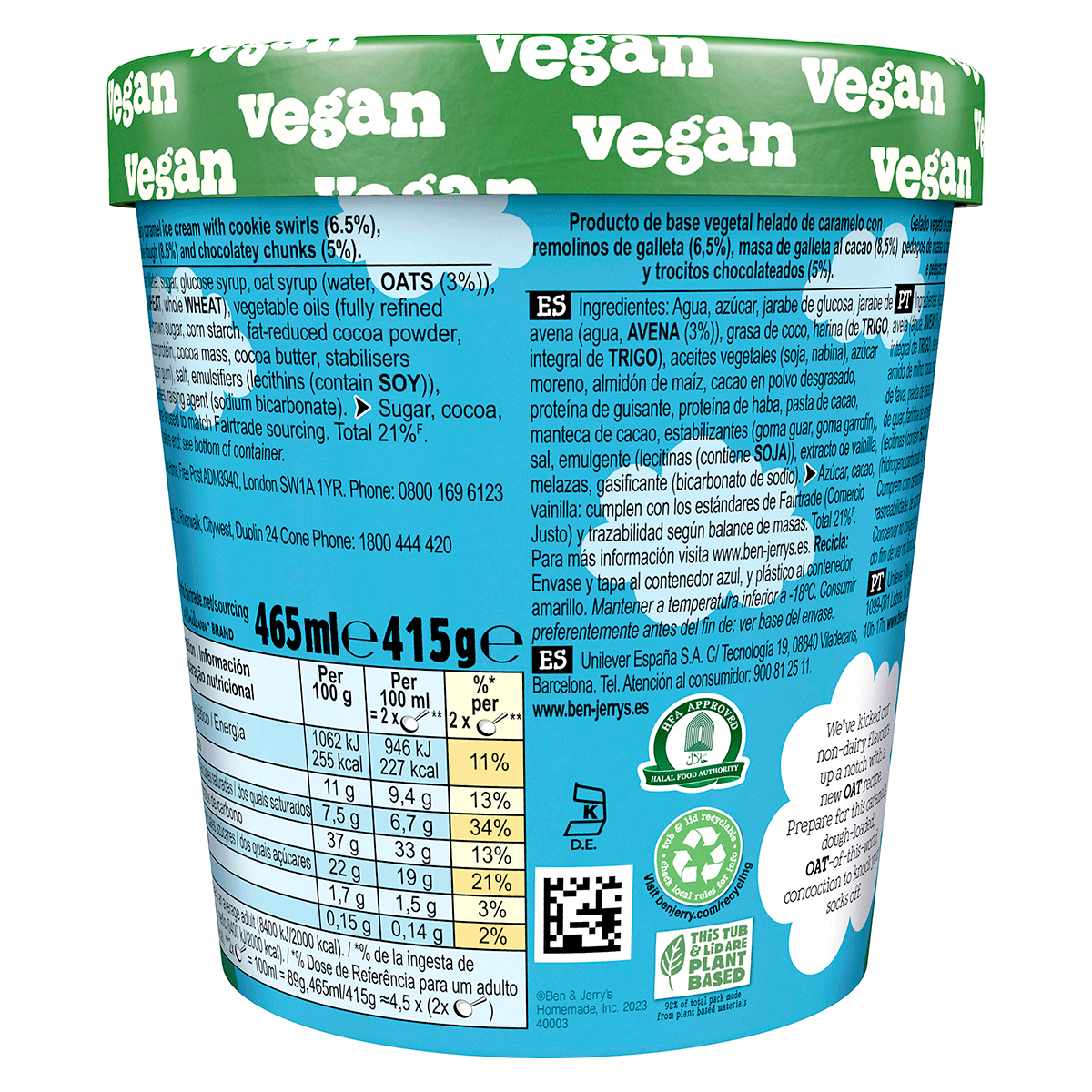HELADO COOKIE DOUGH 465 ML.