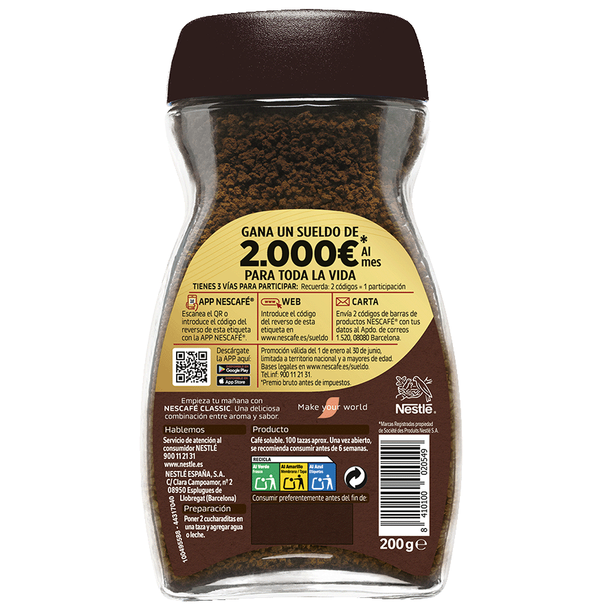 CAF&Eacute; SOLUBLE NATURAL 200 G.