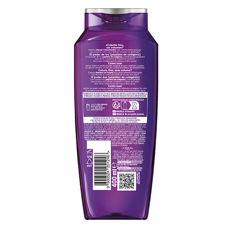 CHAMP&Uacute; VOLUMINIZADOR COLLAGEN LIFTER 400 ML.