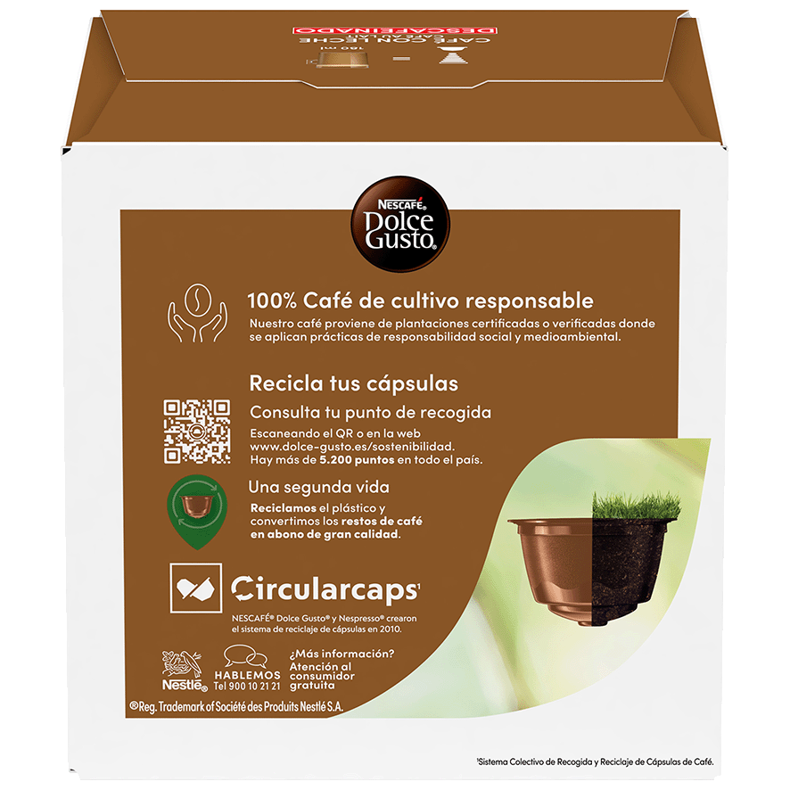 CAF&Eacute; CON LECHE DESCAFEINADO DOLCE GUSTO 16 CAPSULAS
