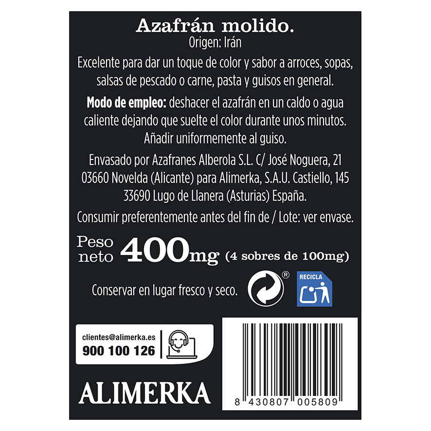 AZAFR&Aacute;N MOLIDO 4 SOBRES