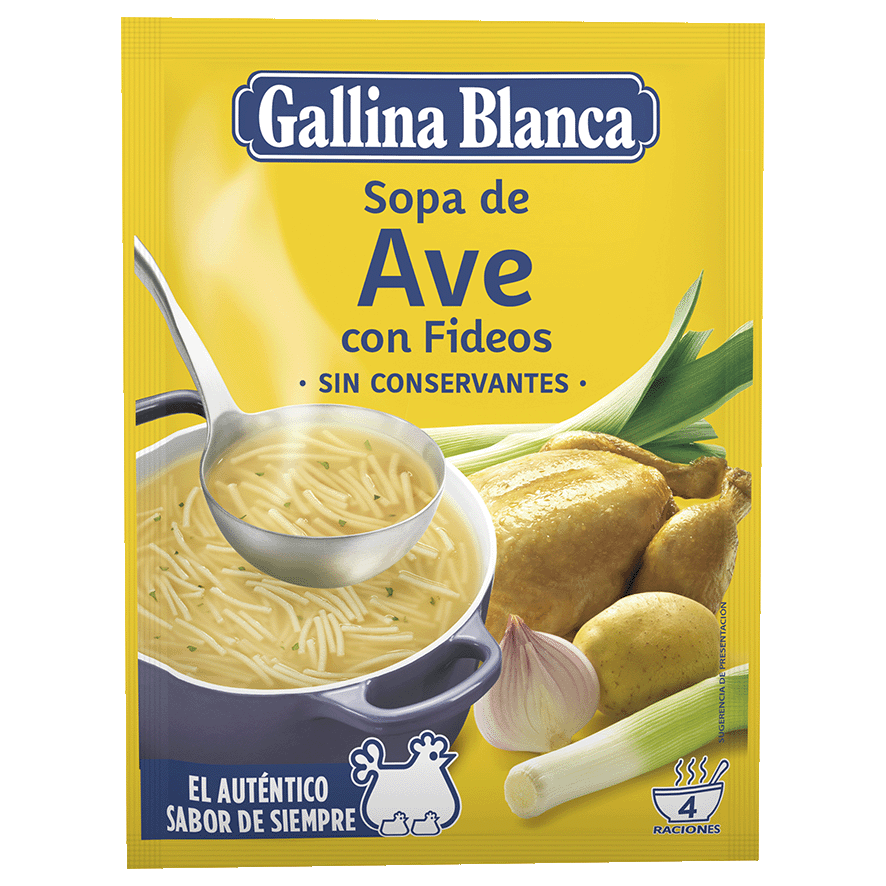SOPA DE AVE CON FIDEOS 1 UNIDAD