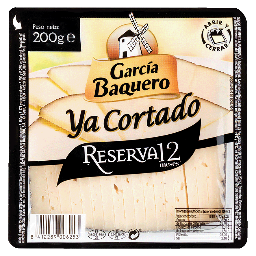 QUESO RESERVA 12 MESES YA CORTADO 200 G.