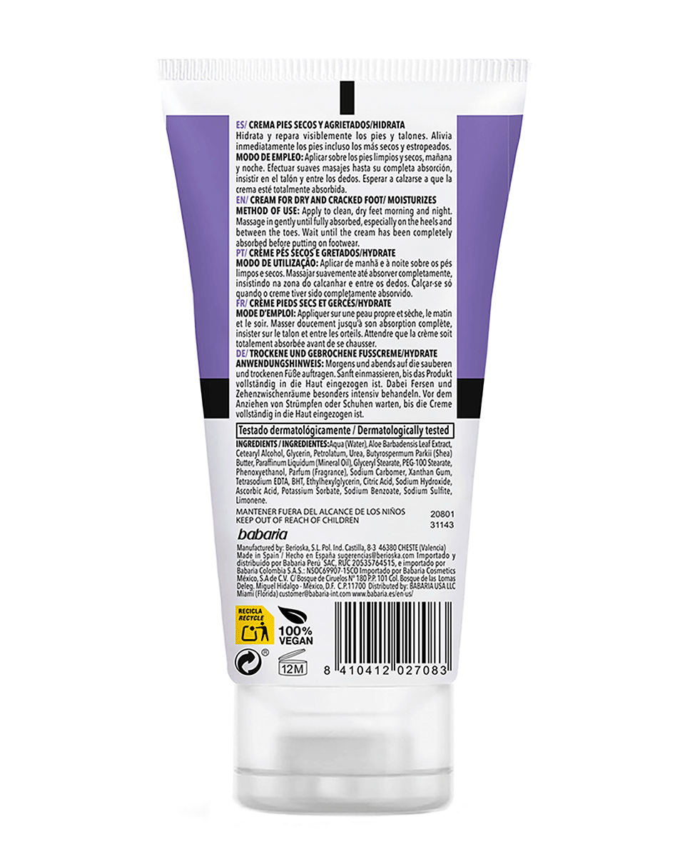 CREMA ALOE VERA PIES SECOS-AGRIETADOS 150 ML.