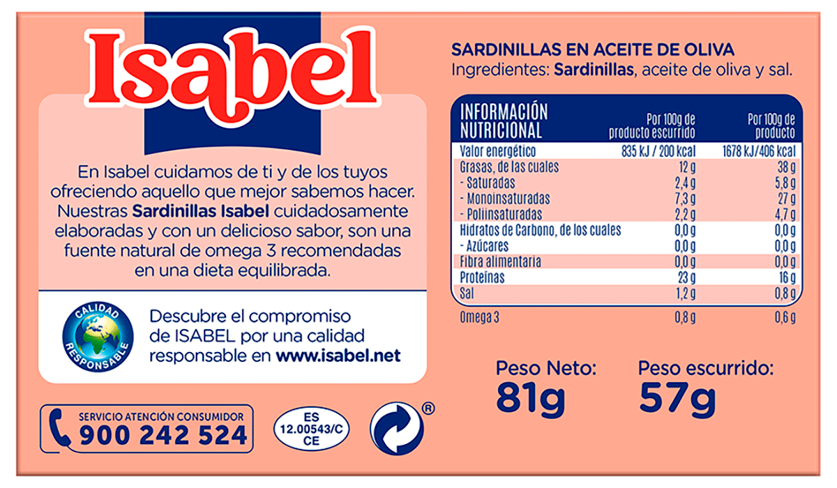SARDINILLAS EN ACEITE DE OLIVA 57 G.