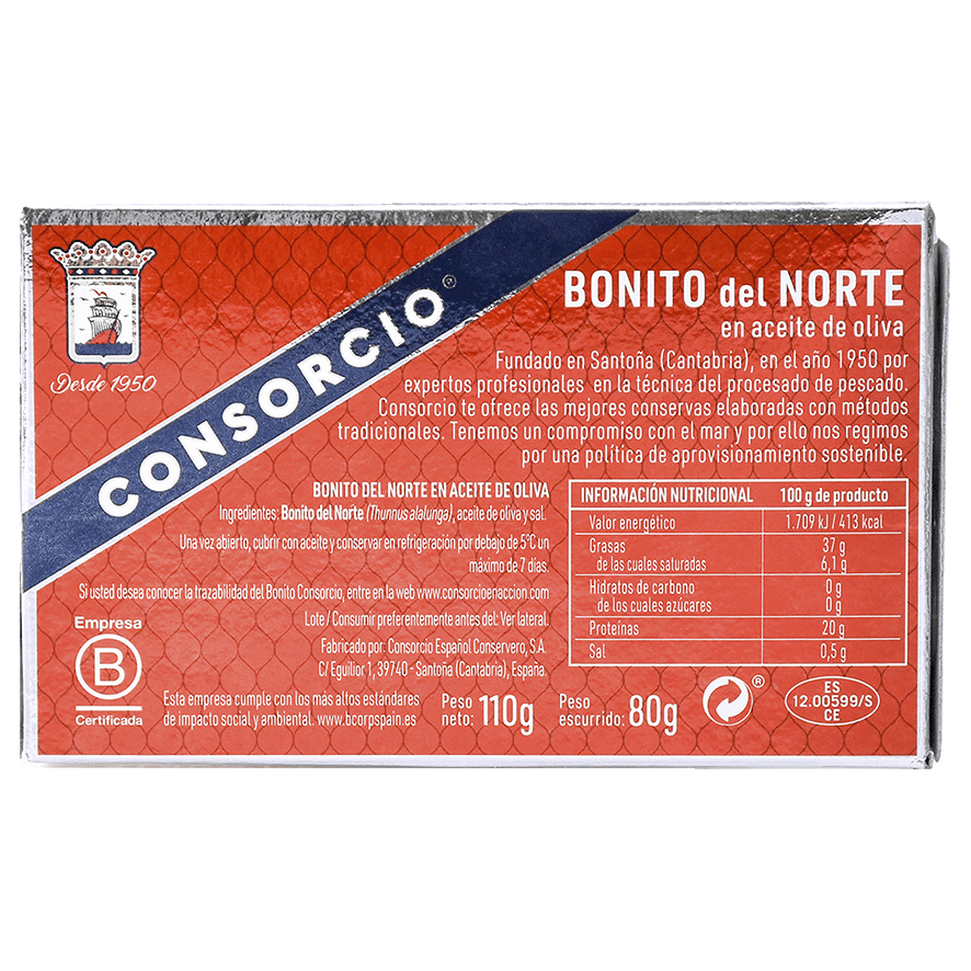 BONITO DEL NORTE EN ACEITE DE OLIVA 80 G.