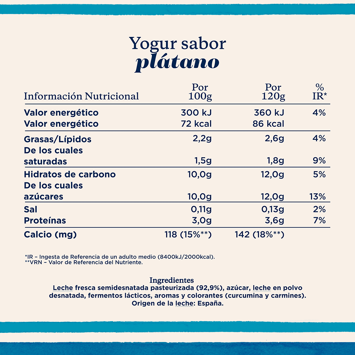 YOGUR SABOR PL&Aacute;TANO 120 G. PACK 4