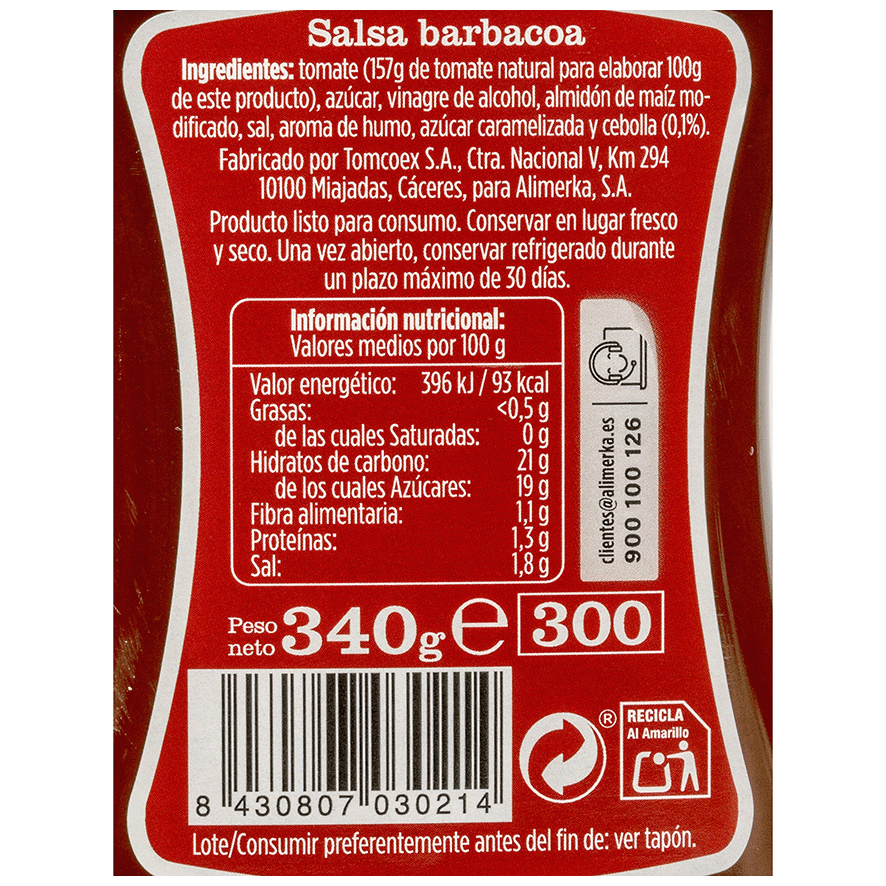 SALSA BARBACOA 340 G.