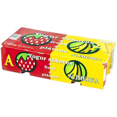 YOGUR DE FRESA Y PL&Aacute;TANO 125 G. PACK 8