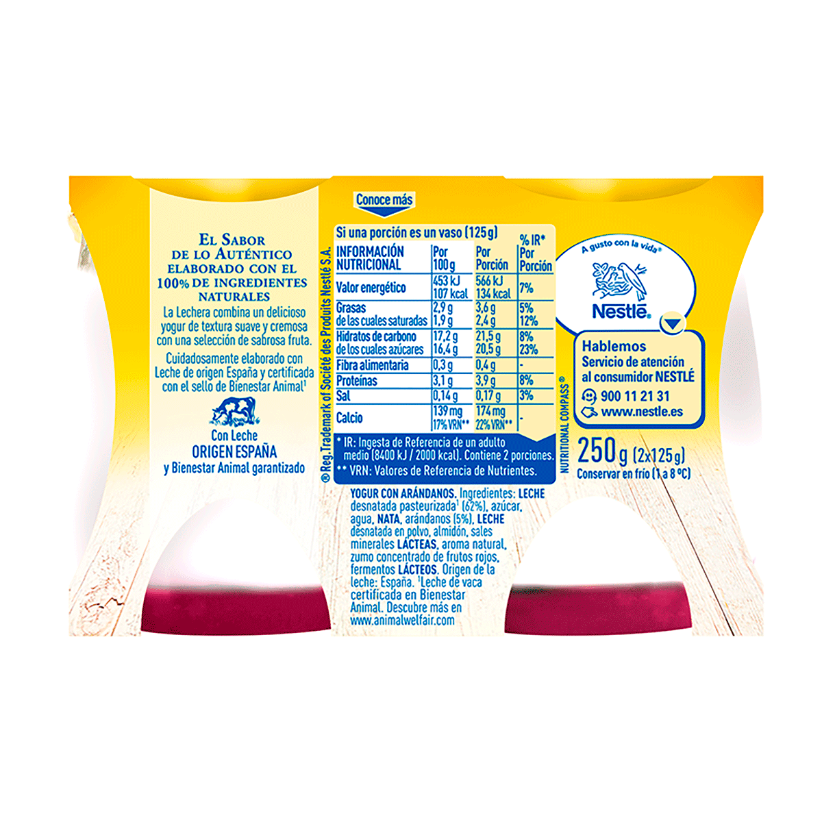 YOGUR CON AR&Aacute;NDANOS 125 G. PACK 2