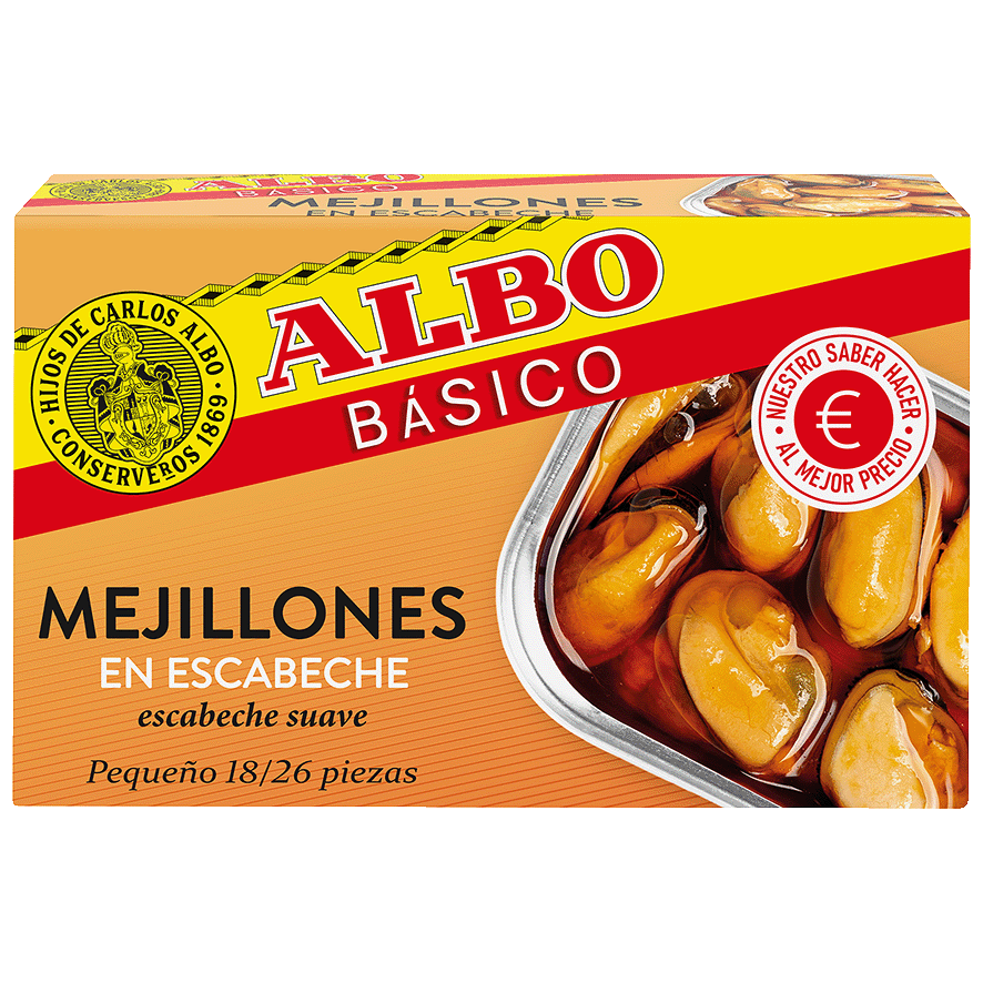MEJILLONES EN ESCABECHE, 18 A 26 PIEZAS 111 G.