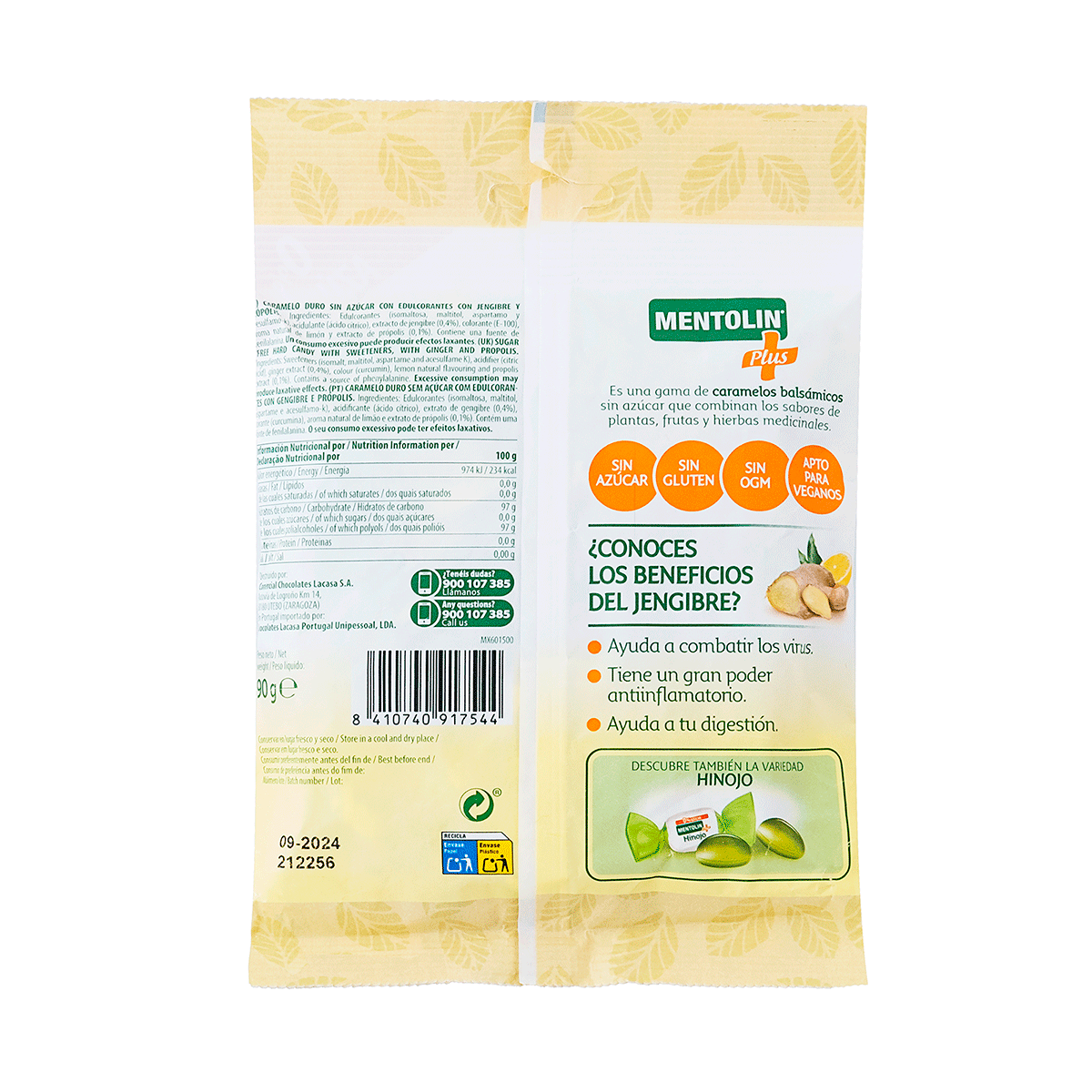 CARAMELOS JENGIBRE PLUS 90 G.