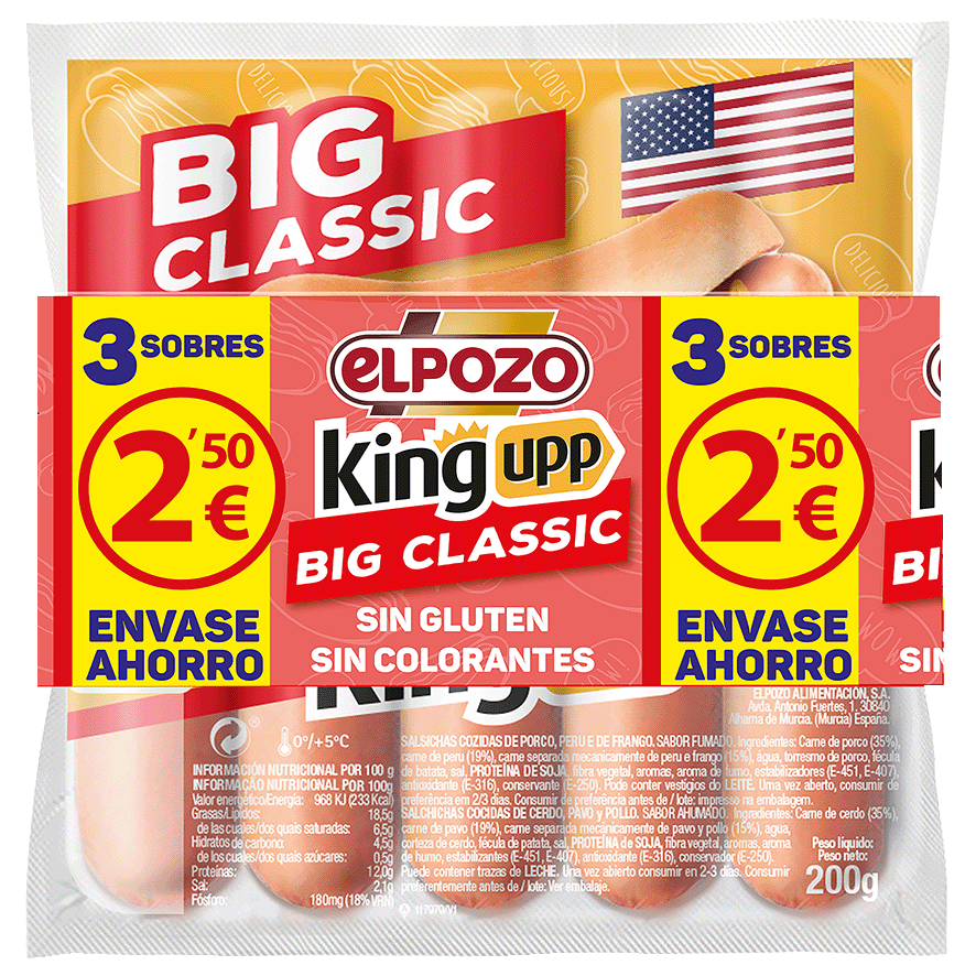 SALCHICHAS BIG CLASSIC 200 G. PACK 3