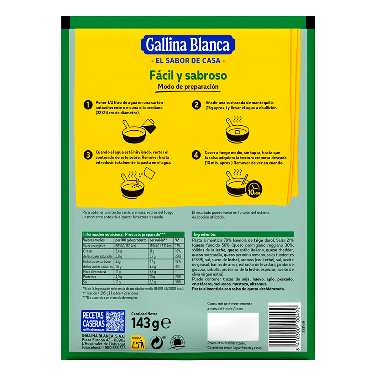 TALLARINES PARMESANA 149 G.
