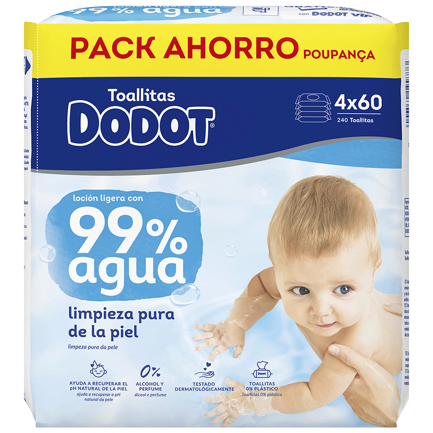 TOALLITAS LOCION LIGERA 99% AGUA 60 UDS. PACK 4