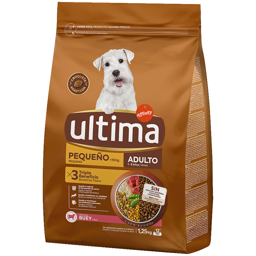 COMIDA CON BUEY PERROS ADULTOS PEQUE&Ntilde;OS 1,25 KILOS