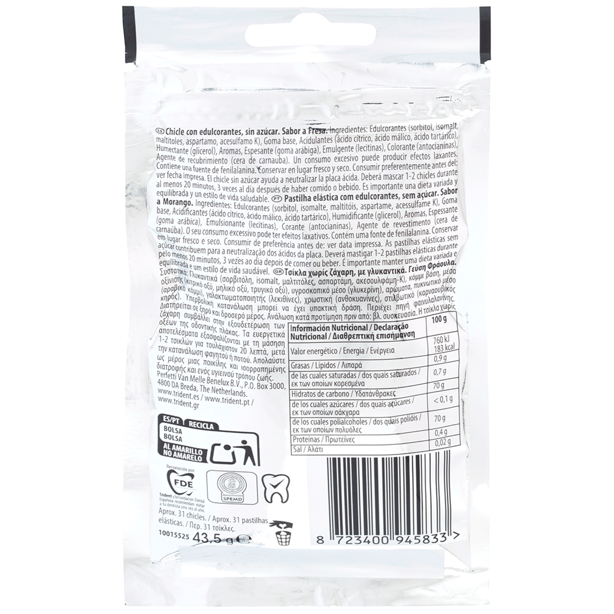 CHICLES FRESA 43,5 G