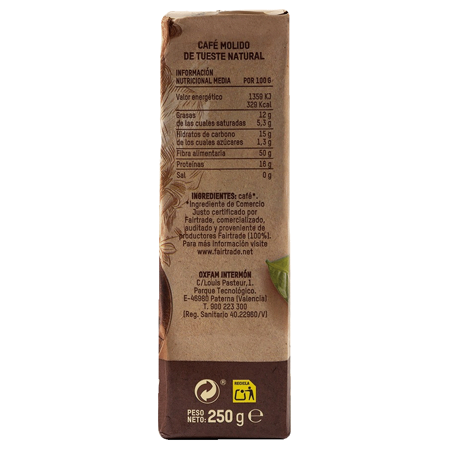 CAF&Eacute; MOLIDO NATURAL TIERRA MADRE 250 G.