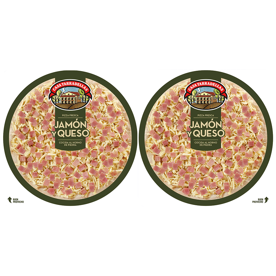 PIZZA D&Uacute;O DE JAM&Oacute;N Y QUESO 450 GRS.
