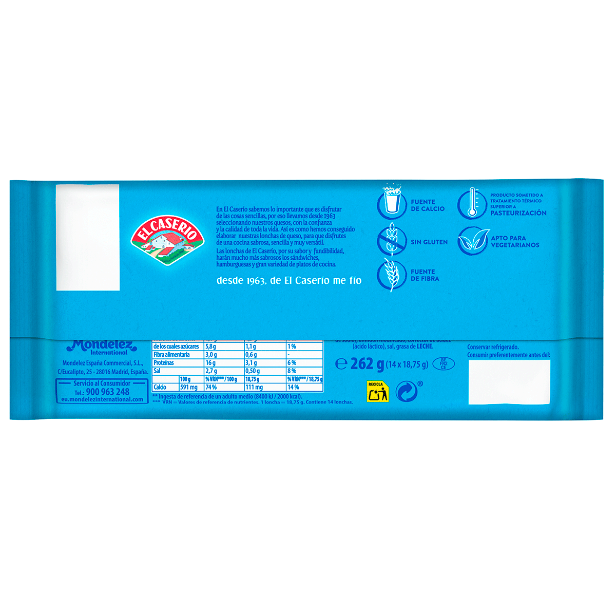 QUESO EN LONCHAS LIGHT 262 G.