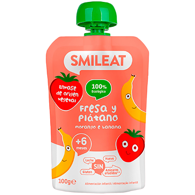 POUCH 100% BIO DE FRESA Y PL&Aacute;TANO 100 G.