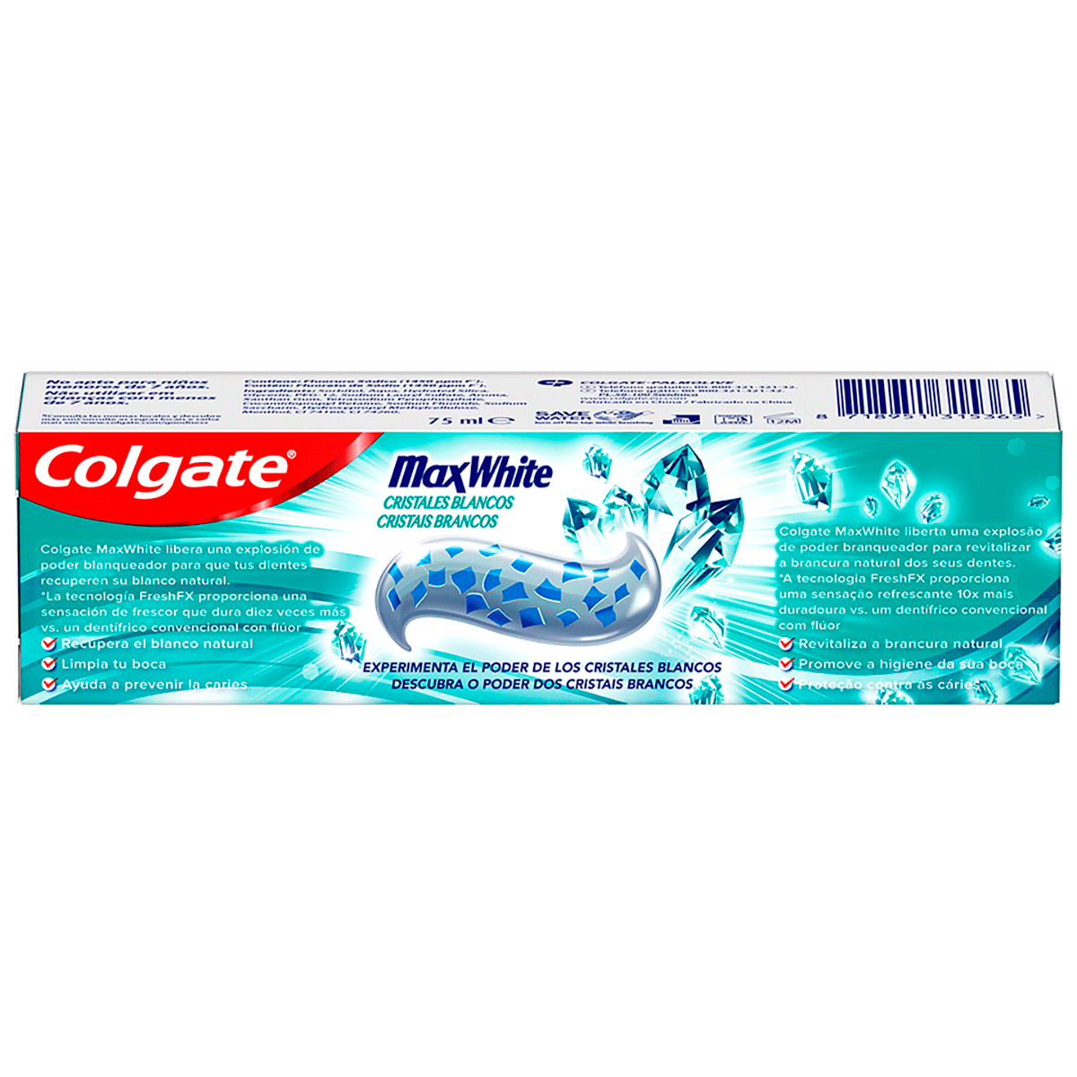 DENT&Iacute;FRICO MAX WHITE CRISTALES BLANCOS 75 ML.