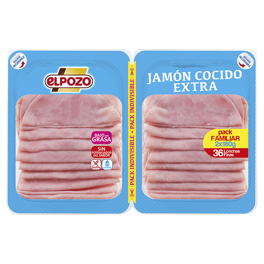 JAM&Oacute;N COCIDO EXTRA 180 G. PACK 2