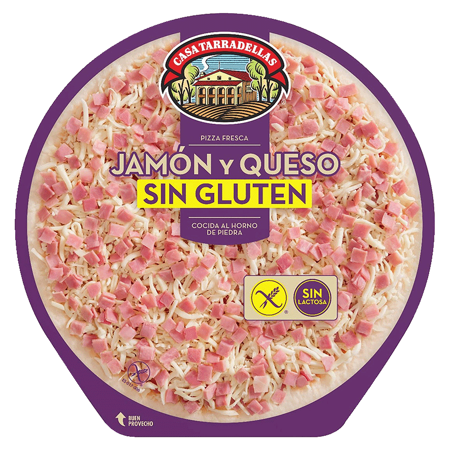 PIZZA DE JAM&Oacute;N Y QUESO SIN GUTEN 420 G.