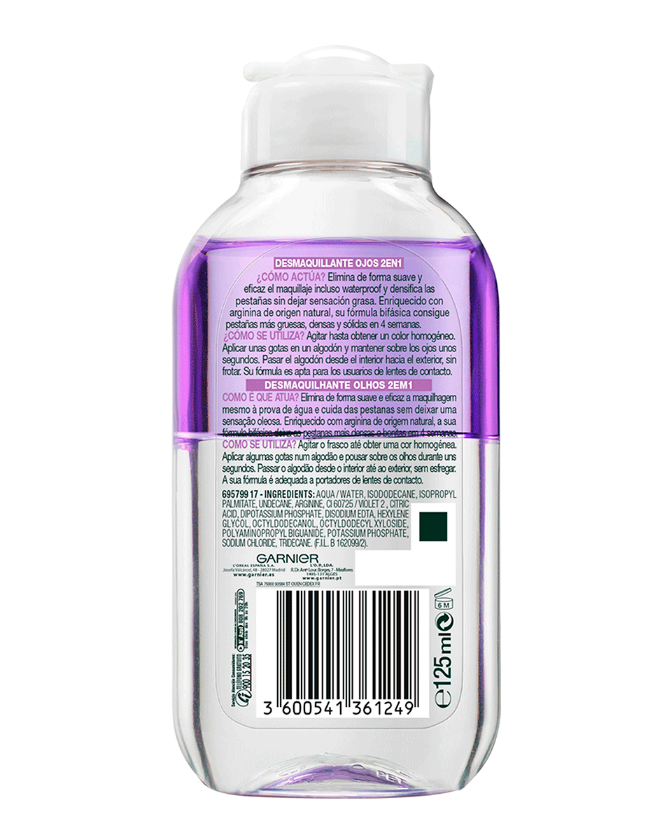 DESMAQUILLANTE DE OJOS 2 EN 1 125 ML.