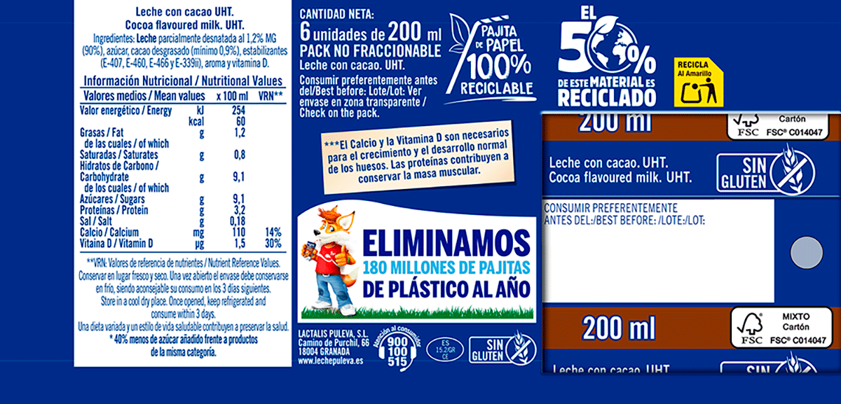 BATIDO DE CHOCOLATE CL&Aacute;SICO 20 CL. PACK 6