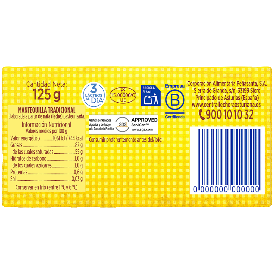 MANTEQUILLA TRADICIONAL 125 GRS.