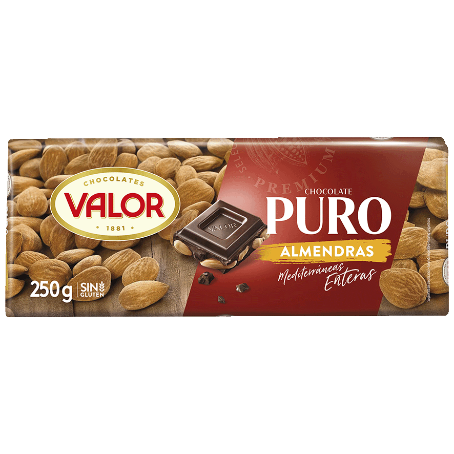 CHOCOLATE PURO CON ALMENDRAS 250 G.