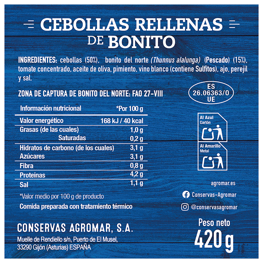 CEBOLLAS RELLENAS DE BONITO 280 G.