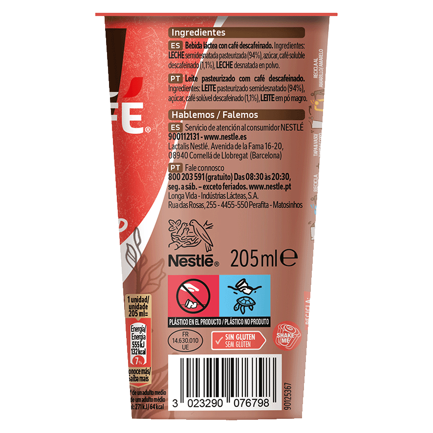 CAFE CAPPUCCINO DESCAFEINADO 205 ML.