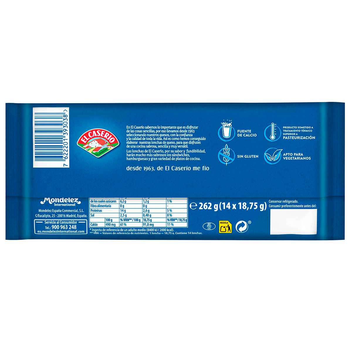 QUESO EN LONCHAS 262 G.