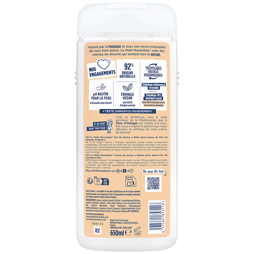 CREMA DE DUCHA FLOR DE NARANJO 650 ML.