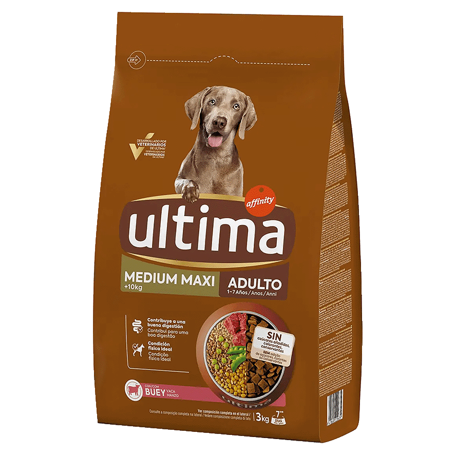 COMIDA CON BUEY PARA PERRO MEDIUM MAXI 3 KILOS