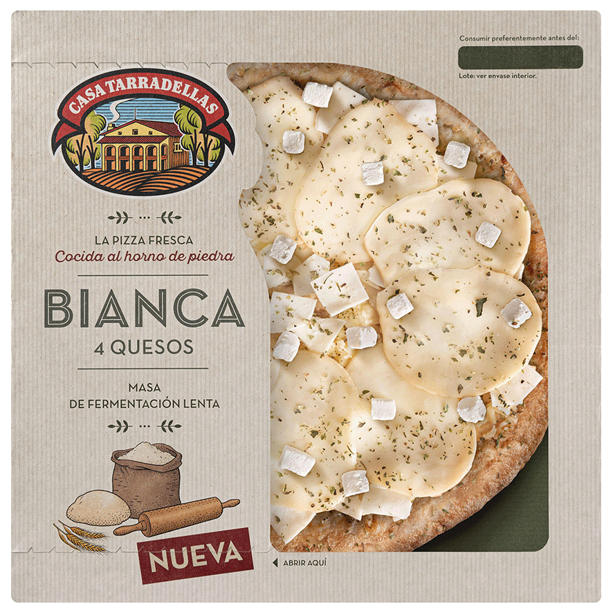 PIZZA FRESCA FERMENTACI&Oacute;N LENTA 4 QUESOS 400 G.