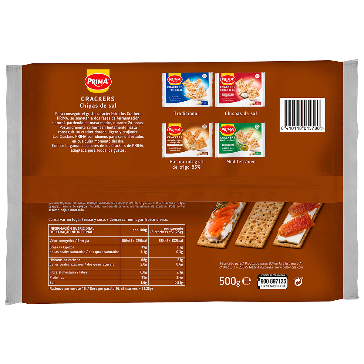 CRACKERS INTEGRALES 500 G.