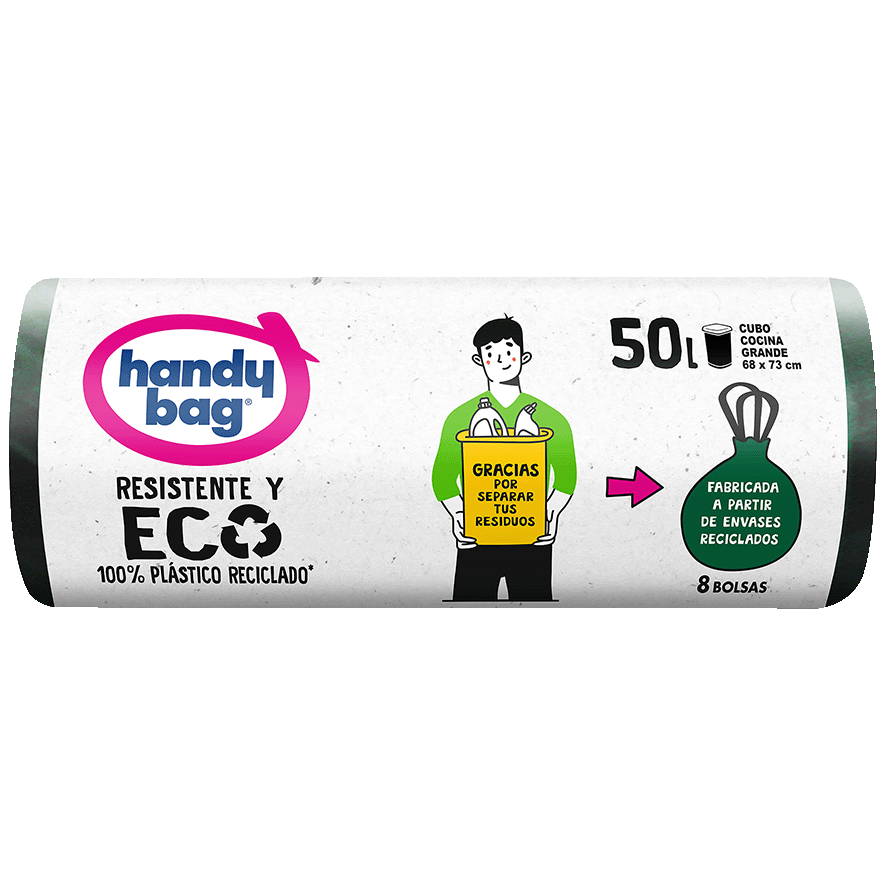 BOLSA DE BASURA RECICLADA, 50 LITROS 8 UDS.