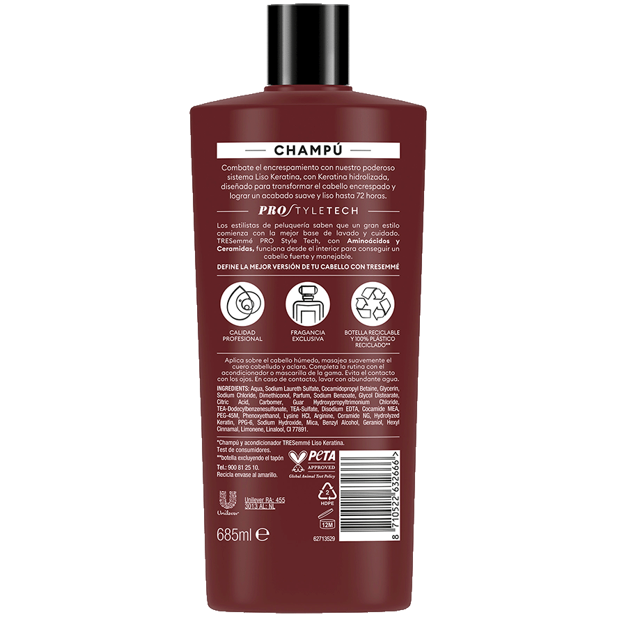 CHAMP&Uacute; LISO KERATINA 685 ML.