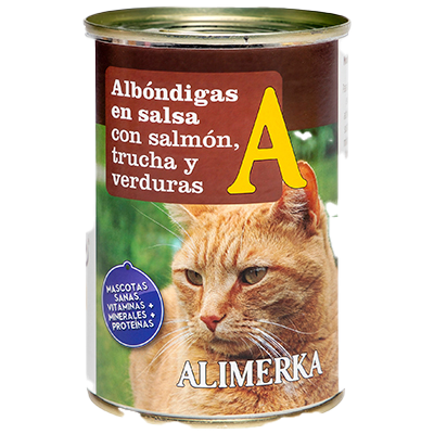 ALB&Oacute;NDIGAS PARA GATOS DE SALM&Oacute;N Y TRUCHA 415 G.