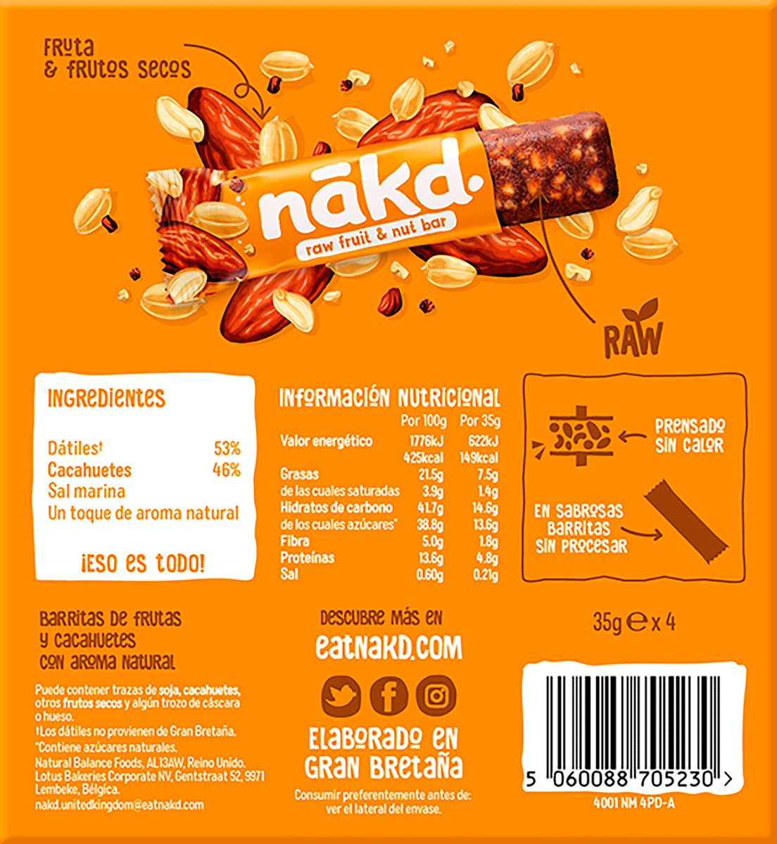 BARRITAS DE CEREALES PEANUT DELIGHT 140 G.