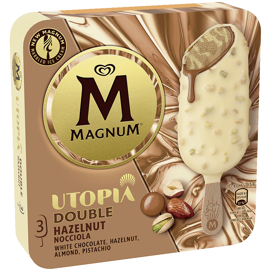 HELADO UTOPIA DOUBLE HAZELNUT NOCCIOLA 70,5 G. PACK 3 UDS