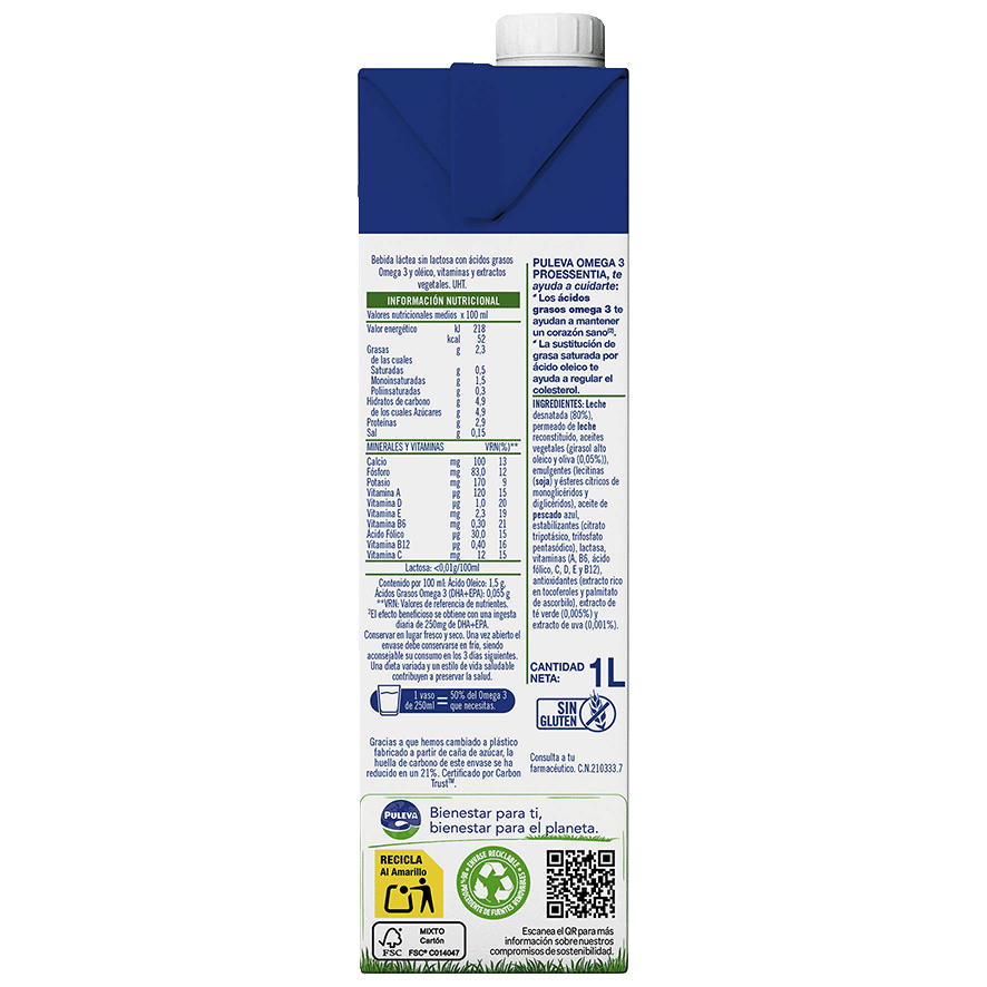 PREPARADO LACTEO OMEGA 3 SIN LACTOSA 1 LITRO
