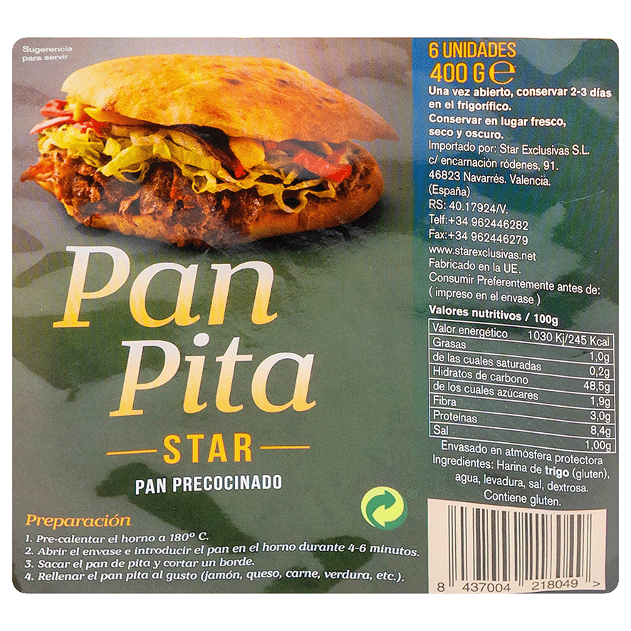 PAN PITA 400 G.